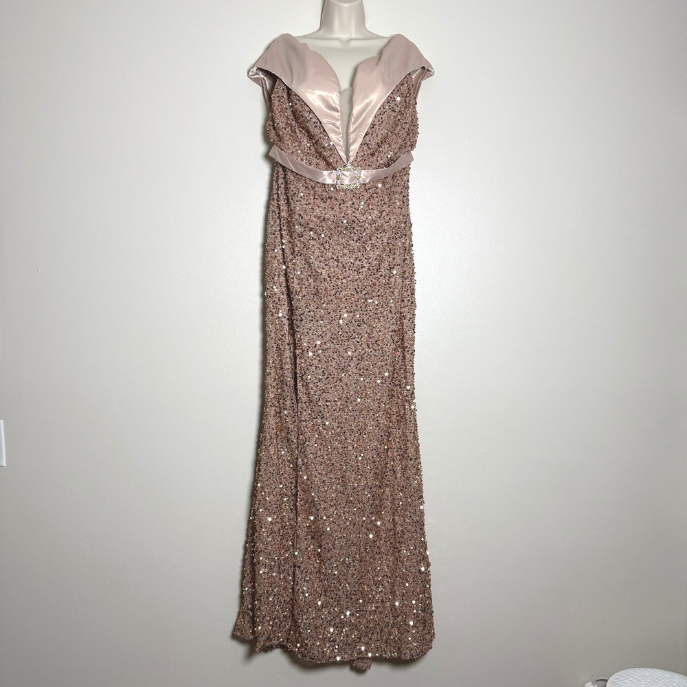 Miss Ord Womens Maxi Gown 3XL Pink Sequins Evening Dress Formal Mother‎ Bride